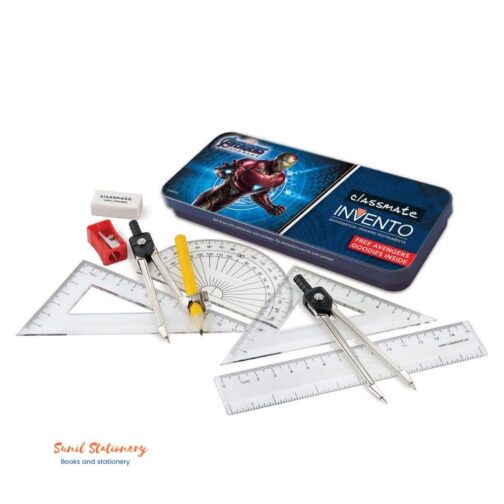 Classmate Invento Geometry Box | Self Centering Die-Cast Compass | Rust resistant instruments | Available in your favourite Avengers Characters-Sunil Stationery