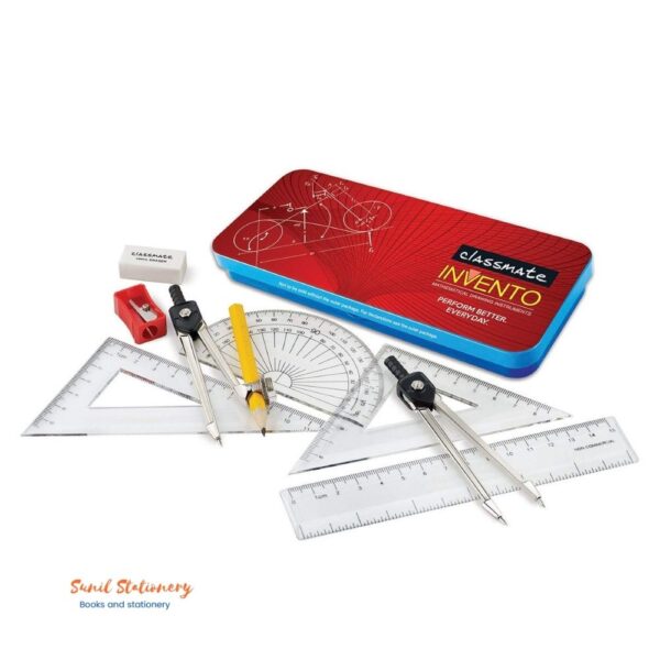 Classmate Invento Geometry Box | Self Centering Die-Cast Compass | Rust resistant instruments-Sunil Stationery