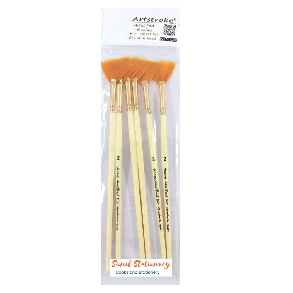 Artstroke Artist Fan Brushes (6 Brush Set)(Synthetic Brush)-sunilstationery.in