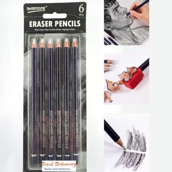WORISON Pencil Eraser for Artists (Set of 6 Non-Toxic Eraser)-sunilstationery.in