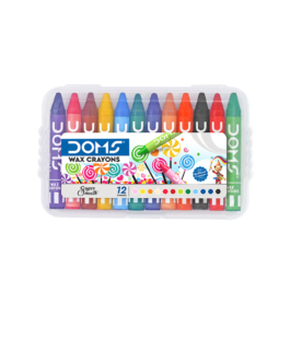 DOMS Wax Crayons Plastic Pack 12 Shades