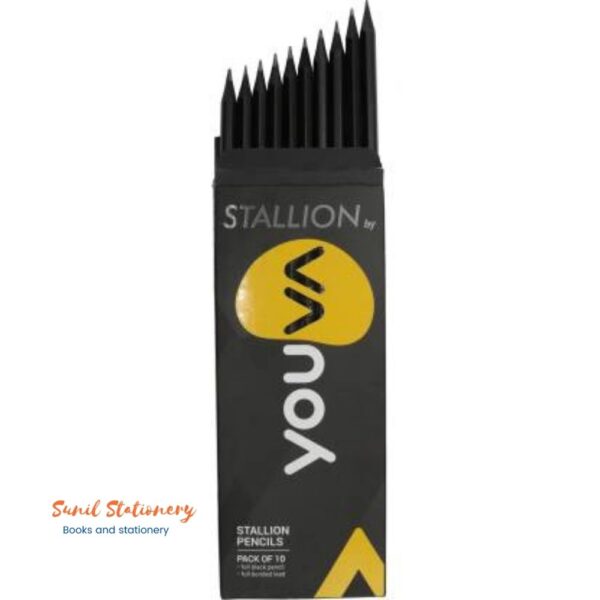 Stallion Full Black Pencils with Rubber Tip - Pack of 10-Sunil Stationery