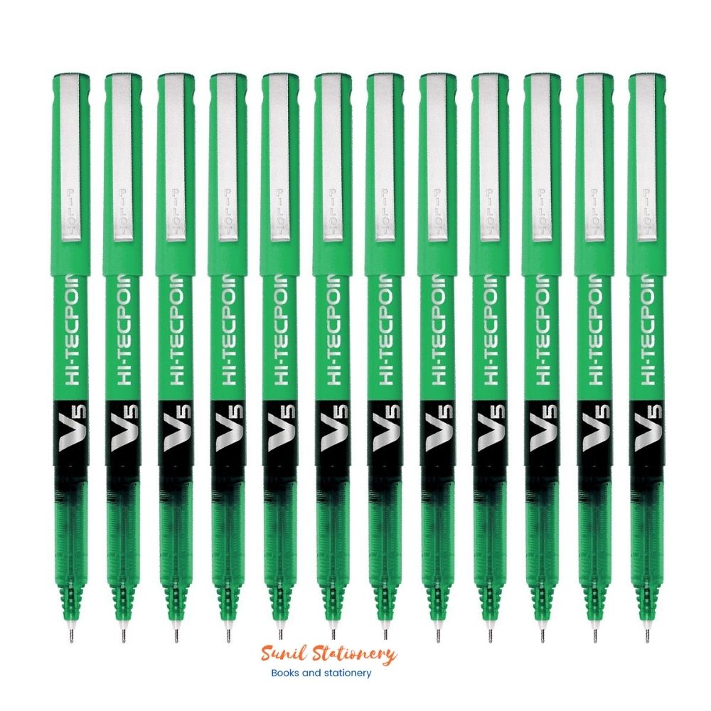 Pilot Hi-Tecpoint V5 Pen, Green - Pack of 12