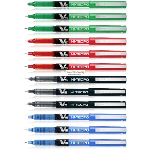 Pilot Hi-tecpoint V5 Pen (Blue/Black/Red/Green - Pack of 12)