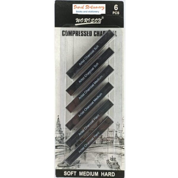 Worison Compressed Charcoaling Shading Charcoal (pack of 6 bloks)-sunilstationery.in